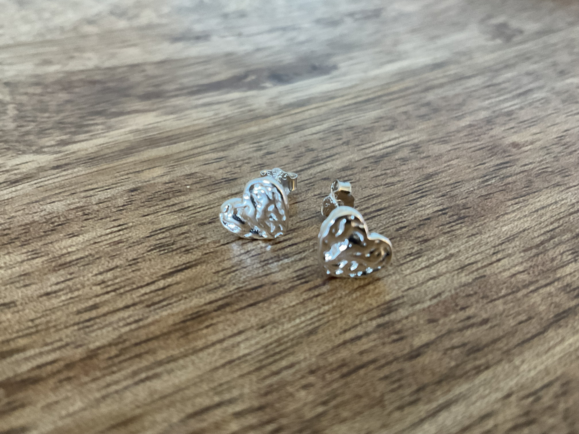 Textured Heart Stud Earrings - Click Image to Close